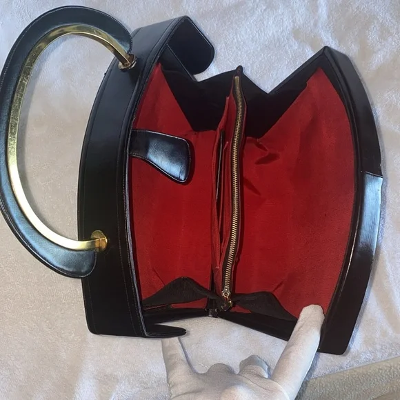 🔥❤️👋🏻 EUC Coblentz Original 1950s Vintage Black Structured Handbag 👋🏻❤️🔥 - Picture 13 of 16